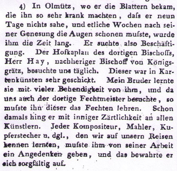 from Nannerl Mozart's reminiscences of Mozart, Allgemeine musikalische Zeitung, 22 January 1800